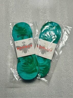 Bombas Unisex Lightweight Tie Dye No Show GREEN Socks 2-Pack Size Large